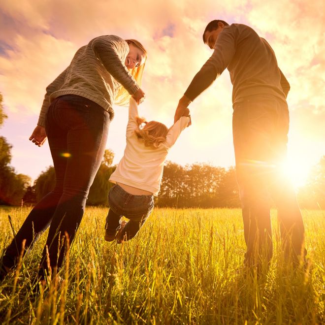 Family at sunset